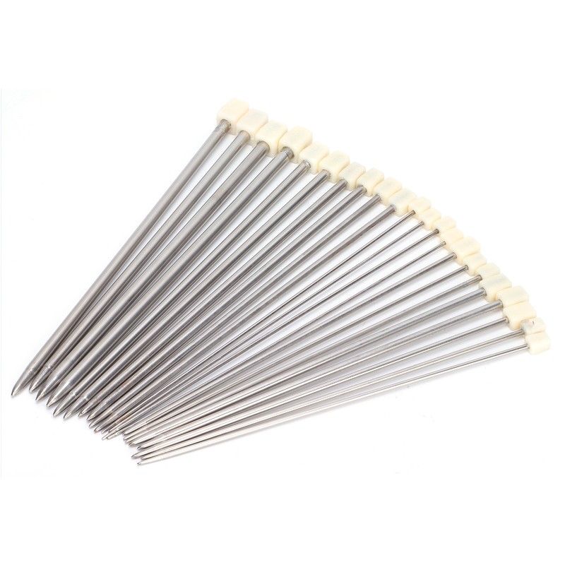 22Pcs Knitting Needles Stainless Steel Straight Single Pointed HandMade Wool