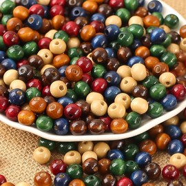DAHI 1000pcs Color Wooden Beads, Round Vintage Wood Balls 8mm Wooden Spacer Beads with Hole, Great for Jewelry Bracelets Necklace Earring Making DIY Craft Projec (colourful-8mm)
