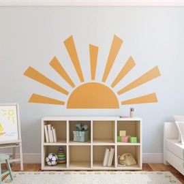 42 x 23.5 inch Boho Half Sun Wall Decals Sun Murals Modern Wall Decals Vinyl Sun Wall Decals Removable Peel and Stick Wall Stickers for Classroom Living Room Bedroom Playroom Decor