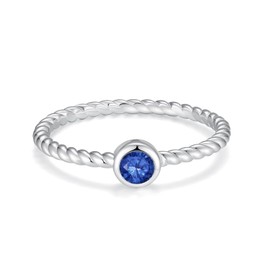 IOHUPCI 925 Sterling Silver Stackable Birthstone Rings for Women Teen Colorful Cubic Zirconia Mothers Daughter Jewelry Gift Simple Promise Ring for Her (September, 8)