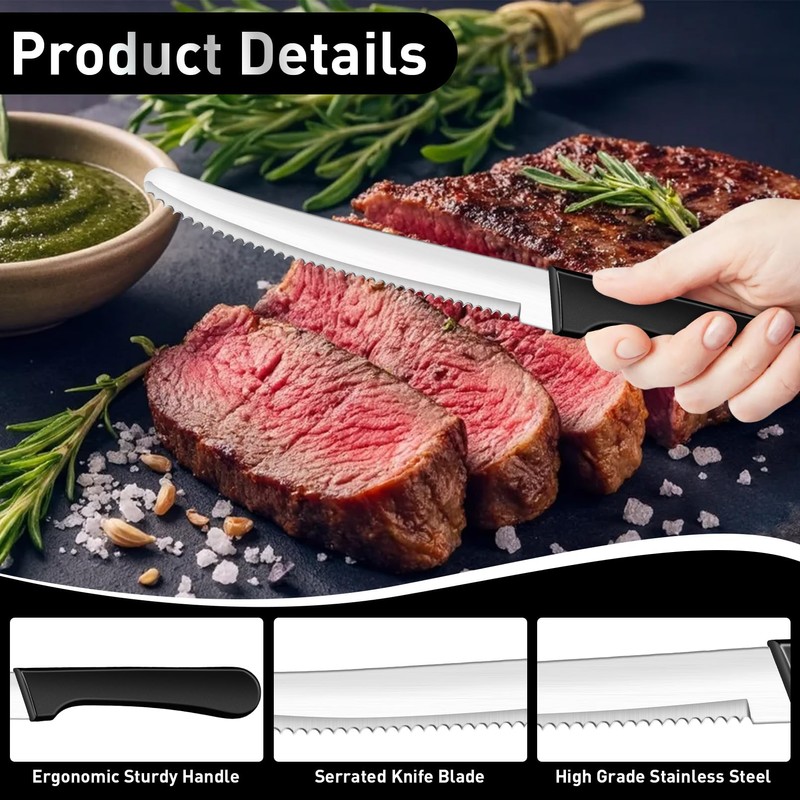 ddseexhe 32 Pcs Serrated Steak Knives Set,8.5 Inch Stainless Steel