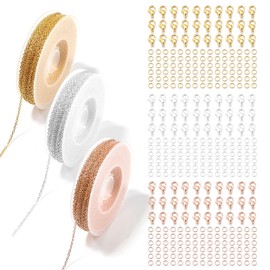 363 Pcs Jewelry Making Kit, 3 Colors Jewelry Making Chains, Necklace Chains for Jewelry Making with 270 Pcs Jump Rings and 90 Pcs Lobster Clasps for DIY Crafts Necklace Bracelet Making