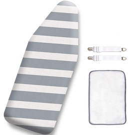 SheeChung 12.5 x 32 Inch Small Ironing Board Cover and Pad,Cotton Cover & Extra Thick Padding,Resists Scorching and Staining,Elastic Cord,Fits Small Mini Table top Ironing Board (Board not Included)
