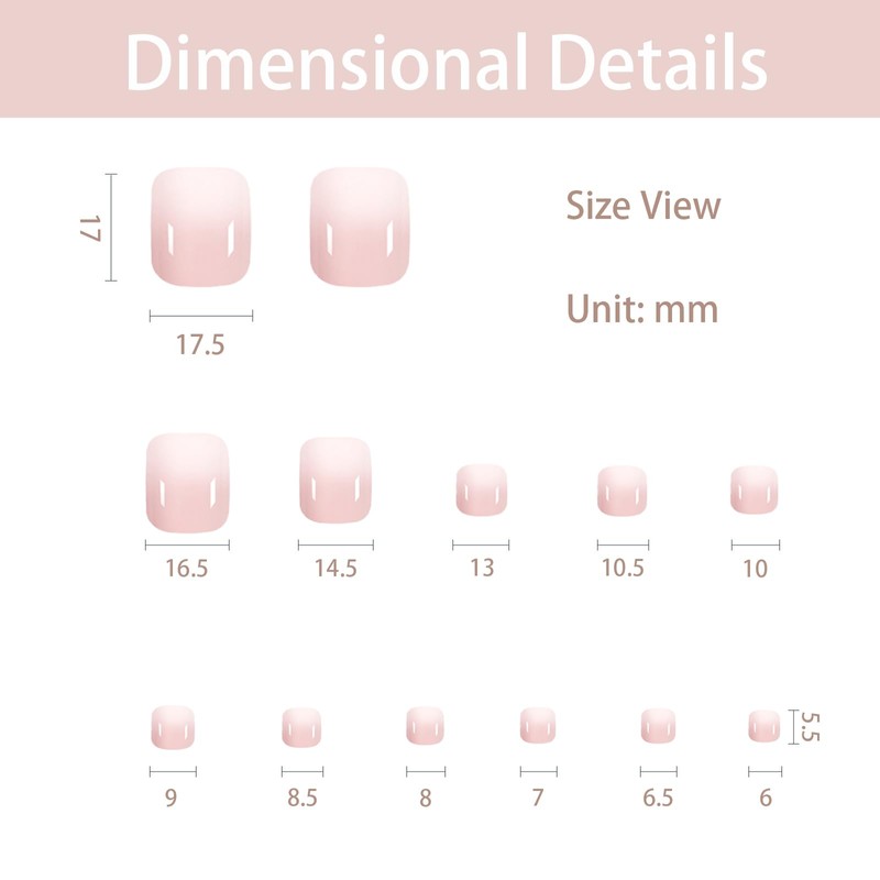 24 PCS Stick on Toenails, False Toe Nails with Glue,