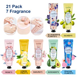 Hand Cream Set, 21 Pack Hand Cream Women's Gift Set, Fragrance Hand Foot Day Night Cream Moisturising Cream Small Gift Set for Women and Men, Christmas & Birthday Gift