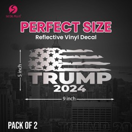 Trump 2024 Stickers, Pack of 2, Trump Make US Proud Again, take America Back Trump Flag, Trump Bumper Stickers, Trump Merchandise Decals for Cars, Laptops, Windows(Reflective Vinyl, 10 x 5)