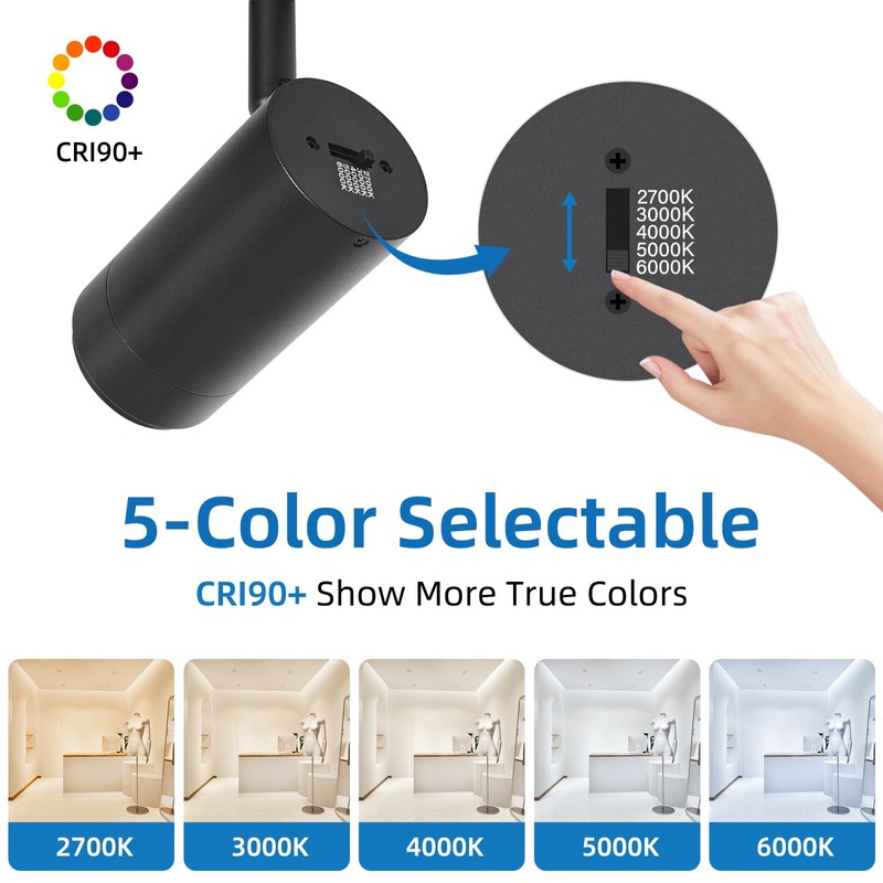 AIBISOD Zoomable LED Track Lighting Kit, 4-Light Dimmable 5-Color Ceiling