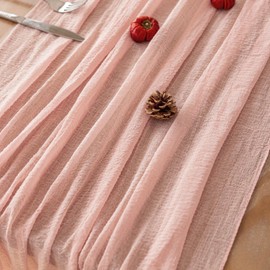 Keketo Pink Table Runner Cheese Cloth Rustic Gauze Cheesecloth Table Runner 120 Inch 10 FT for Wedding Baby Shower Bridal Shower Party Sheer Boho Spring Summer Home Decorations