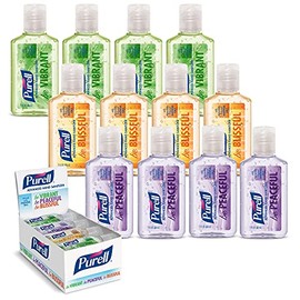 Purell Advanced Hand Sanitizer Gel Infused with Essential Oils, Scented Variety Pack, 1 fl oz Travel Size Flip Cap Bottles (Box of 12 Bottles)- 3901-24-CMRMETRY