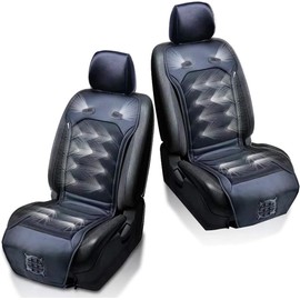 ZONETECH 2 Pack Cooling Car Seat Cushion -Black 12V Automotive Comfortable Massager Cooling Car Seat Cooler Pad-Air Conditioned Seat Cover.