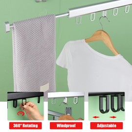 BESTHLS Wall Mounted Clothes Drying Rack for Space Saver Hangers Design for Balcony, Mudroom, Bedroom Foldable Laundry Rack (2-Pole Silver)