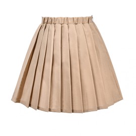 Sunny Fashion Girls Skirt Beige Pleated School Uniform Daily High Waist Elastic Tennis 7-8