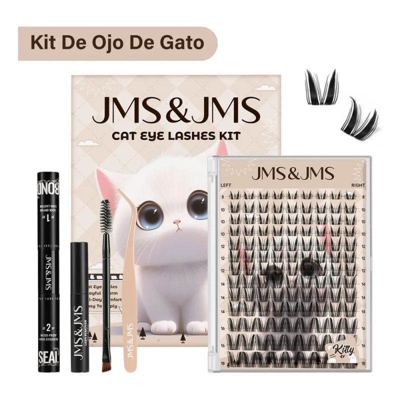 Jms&jms Kit De Cat Eye Pestañas,8-18mm,extensión De Pestañas