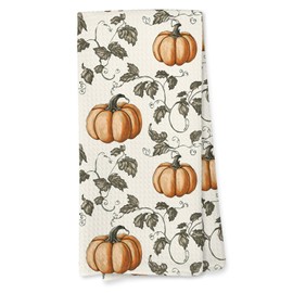 Giosve Vintage Fall Pumpkin Kitchen Towels, Autumn Pumpkin Botanical Decorative Hand Towels for Bathroom, Rustic Fall Dish Tea Towel for Kitchen Decor, Autumn Bathroom Decor, 16x24 Inch