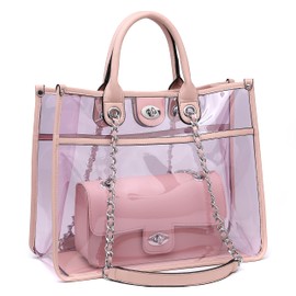 MARCO M KELLY Large Clear Bag for Stadium Events Women Clear Purse Stadium Approved 2 in 1 Shoulder Crossbody Bag