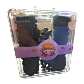 Hair Scrunchies Set in Clear Storage Box, 40 pc Pack Black Hair Ties, Elastic Hair Bands