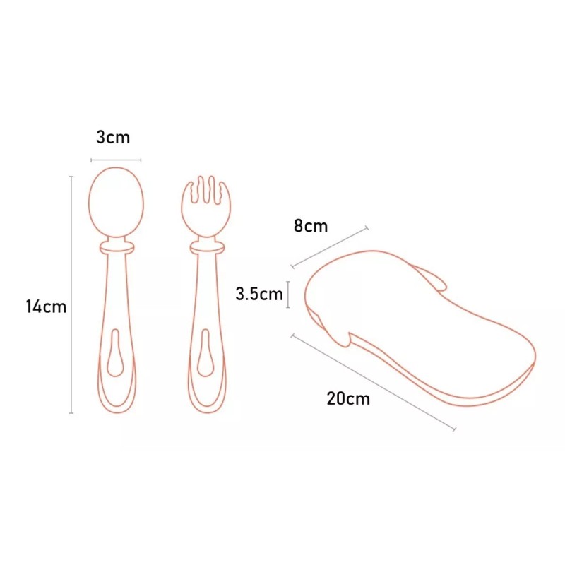 DaraBaby Cubiertos Silicona Flexible Niño Bebe Portatil Viaje Escuela