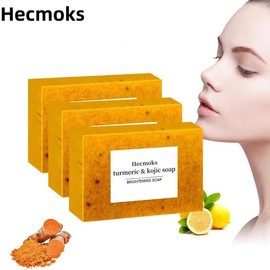 Hecmoks Lemon Turmeric & Kojic Acid Brighetning Soap, Dark Spot Remover, Kojic Acid Soap Body Care Cleansing Springtok - Scent: 1PC