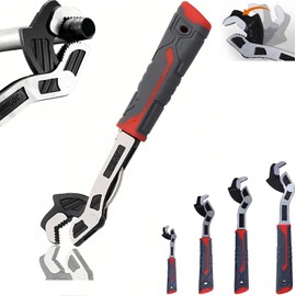 Self Adjusting Pipe Wrench,6" 8" 10" 12" Pipe Vise Micro 5 Wrench,Multifunctional Self-Locking Pipe Wrench Tool,3 Sides Teeth Self Locking Universal Adjustable Pipe Wrench Plumbers Wrench.（10 In）