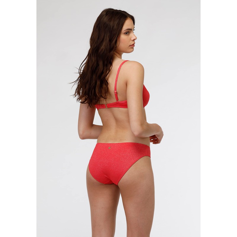 Lovable Women's Plain Lurex Underwired Bra Two Piece Bikini, Coral,