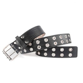 ECHAIN Vintage Rivet Women Punk Leather Belts Rock Motorcycle Waist Strap for Jeans (black, waist:28"-33")