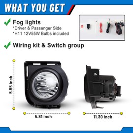 Fog Lights compatible for Scion XB 2008 2009 2010 Driver Passenger Replacement Lamps Assembly