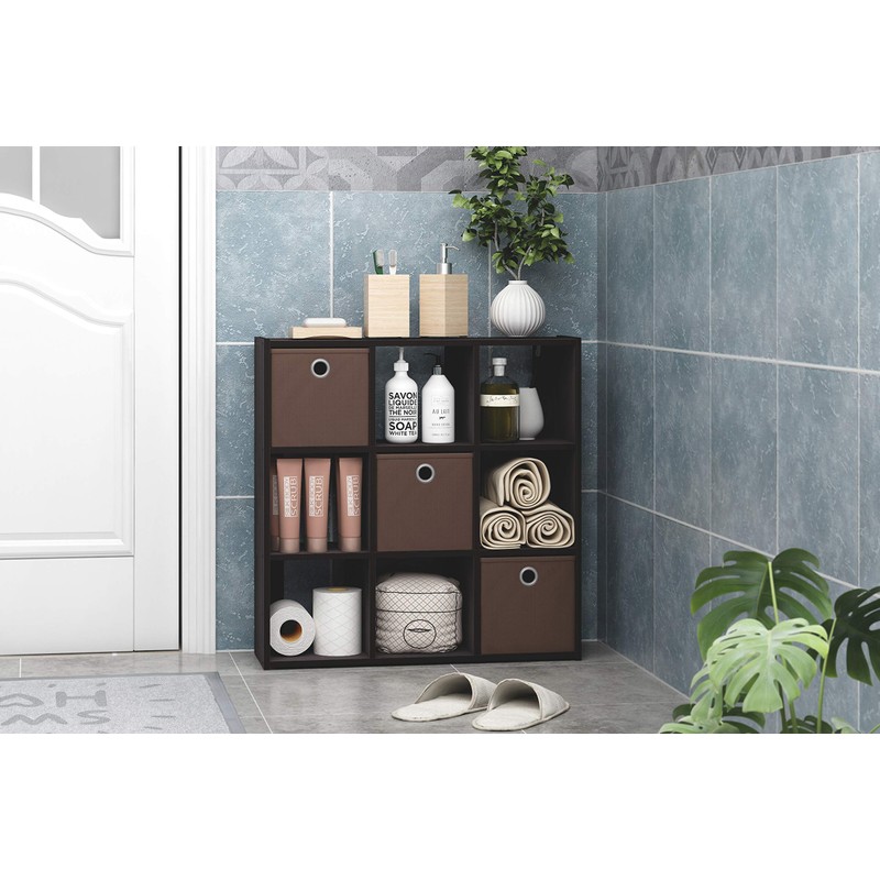 Furinno Simplistic 9-Cube Organizer, Dark Walnut