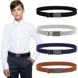 Kajeer Magnetic Boys Belt, Adjustable Elastic Kids Belts for Boys Girl with Magnetic Buckle(Black+Navy Blue+Brown+Grey)