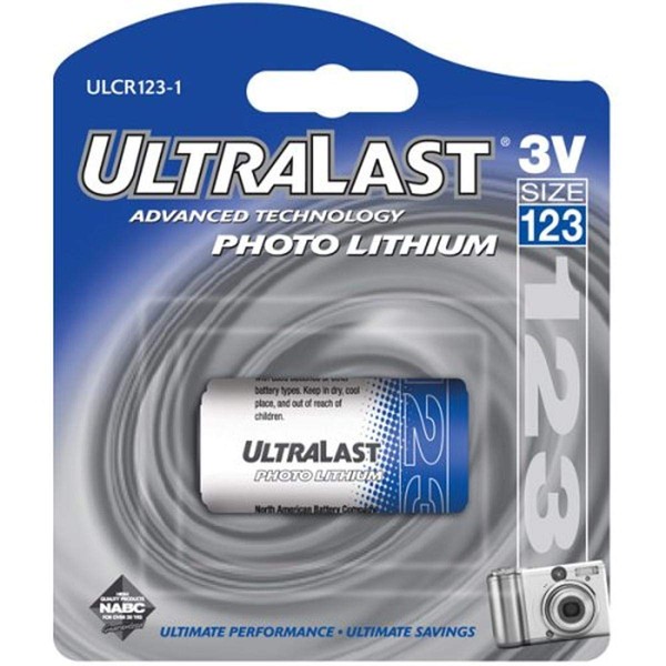 Ultralast UL-123/1 3V CR123 Photo Lithium Battery Retail Pack