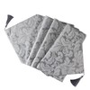 EHouseHome Jacquard Damask Reversible Silver Grey Table Runners with Tassels