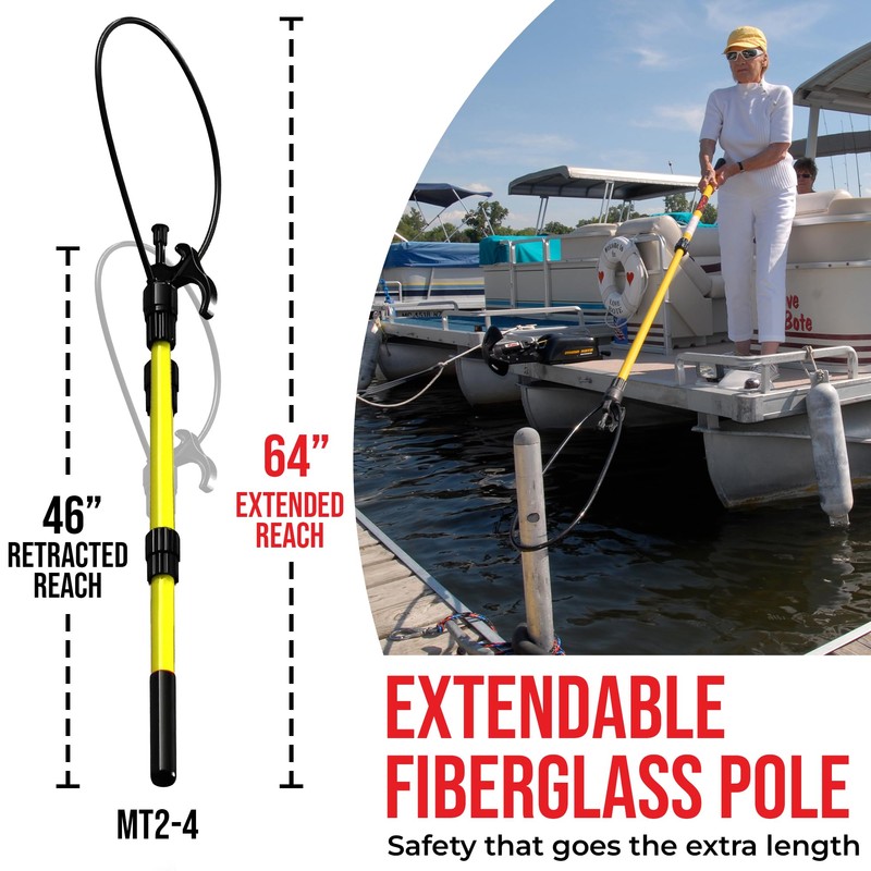 Boat Loop Extendable White Fiberglass Boat Pole with Flexible Std