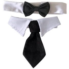 Ling & Bai 2Pcs Dog Bow Tie Tuxedo Collar Adjustable Cat Costume Necktie Collars for Wedding Birthday Photo Taking Parties (L)