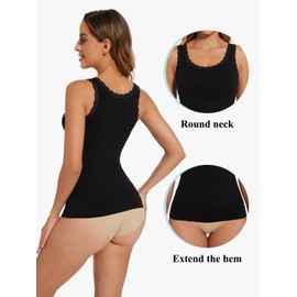 Joyshaper Shape Undershirt Women's Body Shaper Tummy Control Shaping Vest Tank Top Shirt Camisole Shaping Tops for Women Figure Shaping, Black#02