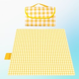 Lightweight Waterproof Checkered Mat for Car Camping, Picnics, Travel & Festivals Mat Yellow 200x200CM 2ea