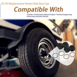 XTPTFABS 81143 Hub Dust Caps Compatible With Dexter Vortex, K71-G01-73 21-261 48355v Replacement Vortex Hub Dust Cap - Fit Boat, Trailer & Other Hub Kits (4 Pack, w/O-Ring) (4)