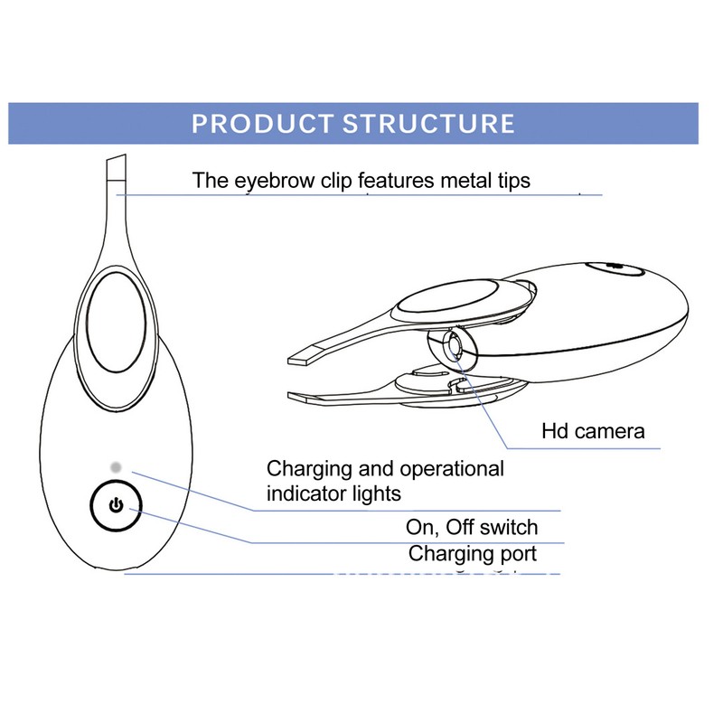 Visualized Eyebrow Tweezers USB Charging Hair Removal Tool Eyebrow Clip