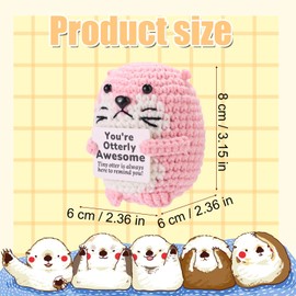 TOYMIS Positive Sea Otter, Funny Handmade Crochet Sea Otter with Encouragement Card Emotional Doll Support Animal Toy for Bedroom Study Room Office Desk