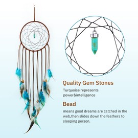 3 Pcs Dream Catcher Moon Sun Star Design Handmade Traditional Design Craft Ornament for Wall Art Hanging Home Decoration Dreamcatcher for Bedroom Kid Boy Girl Wedding (Dark Blue)