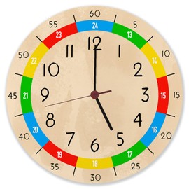 speecheese Learning Clock for Children Wall Clock Aluminium Clock for Small Children Learning the Time Hour Times Minute Times Nursery Decoration Expectant Parents Children's Clock