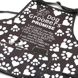 CMNIM Dog Groomers Promise Waterproof Apron with 2 Pockets Dog Grooming Salon Gifts Dog Parlour Bib for Grooming Bathing (Dog Groomers Promise Apron), Large