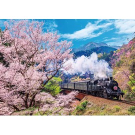 Beverly 600-006 600 Piece Jigsaw Puzzle, Oigawa Oimichi and Cherry Blossom, 15.0 x 20.9 inches (38 x 53 cm), Made in Japan