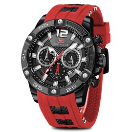 AIMES Watches for Men Red Stylish Analog Quartz Chronograph Waterproof Luminous Big Face Mens Watches Business Work Sport Casual Fashion Designer Dress Men's Wrist Watches Elegant Gift for Men
