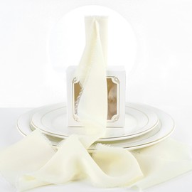 MEEDEE Ivory Chiffon Ribbon 3 Inch Frayed Ribbon Cream Chiffon Silk Ribbon Frayed Edge Ribbon Wide Chiffon Ribbons for Crafts, Flower Bouquet, Wedding Favors Wrapping (2 Rolls 10 Yards)