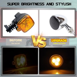 FACAILAHA Universal Chrome Front Bullet LED Turn Signals 12V Motorcycle Switchback Turn Signal Lights Running Light Compatible with Honda CB1100 Harley XL883 Yamaha Indian Triumph Kawasaki Chopper