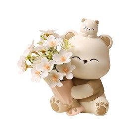 HEmlSkrona Home Decor Living Room with Cute Bear Orament Desk Decor,Flower Arrangements for Table (Brown)