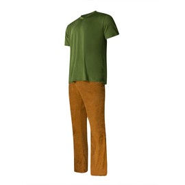Shaggy Costume Mens Green V-Neck Short-Sleeve Shrit Corduroy Bell Bottom Flares Pants 60s 70s Vintage Costume S