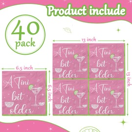 DHFJBLHS 40 Pcs Martini Napkins - 10 x 10 inches, Pink, 2-Ply Paper Napkins - Perfect for Parties, Gatherings & Decorations