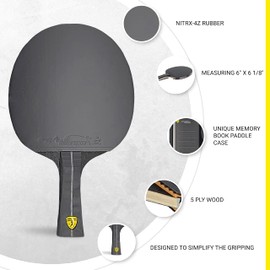 Killerspin Impact D5 SmartGrip Table Tennis Paddles, Table Tennis Racket, Ping Pong Paddle Case, Table Tennis Equipment for Beginners/Intermediates, 5-ply Wood, 6mm Thick Blade