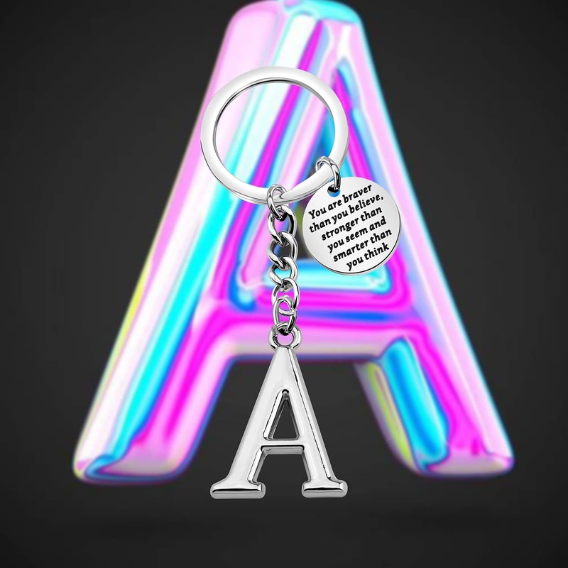 BNQL Letter Keychain Initial Alphabet Initial Letter Pendant with Key