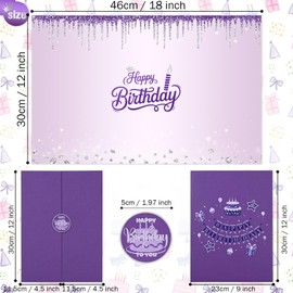 Purple Birthday Decorations Purple Happy Birthday Guest Book Alternative Signing Guestbook Gifts Keepsake for Women Girls Creative Lavender Lilac Silver Memory Book to Sign Signature Card Board Party
